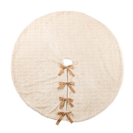 Glitzhome® 60"D Reversible Twisted Faux Marten Fur Christmas Tree Skirt